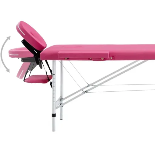 Klappbarer Massagetisch 2 Zonen Aluminium rosa