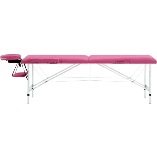 Klappbarer Massagetisch 2 Zonen Aluminium rosa