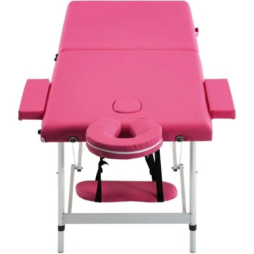 Klappbarer Massagetisch 2 Zonen Aluminium rosa