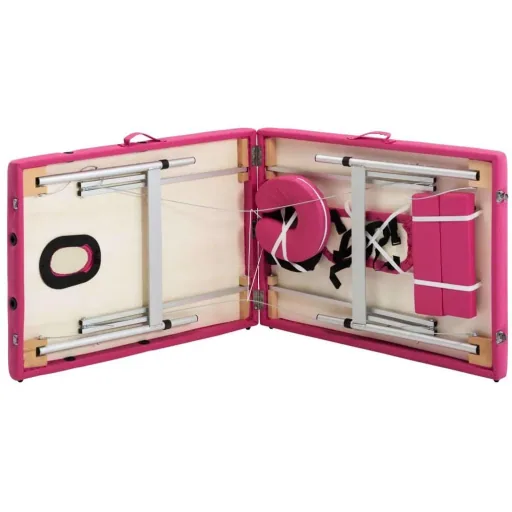 Klappbarer Massagetisch 2 Zonen Aluminium rosa