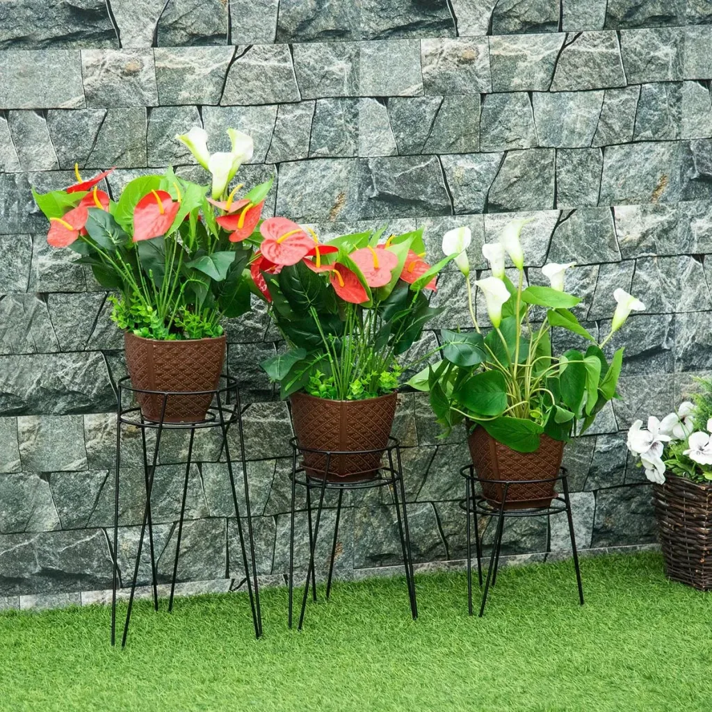 Blumenständer 3er Set aus Metall Pflanzenständer Set Blumenhocker Blumentopfhalter Pflanzenhocker für Blumentopf bis Ø16