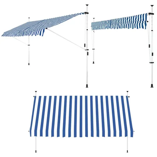 Klemmmarkise blau/weiß 350cm