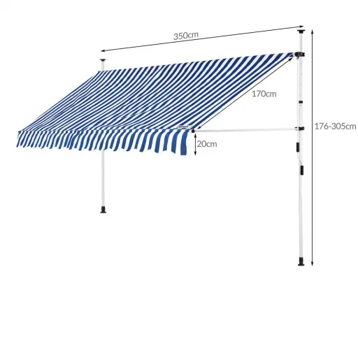 Klemmmarkise blau/weiß 350cm