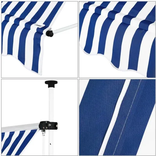 Klemmmarkise blau/weiß 350cm