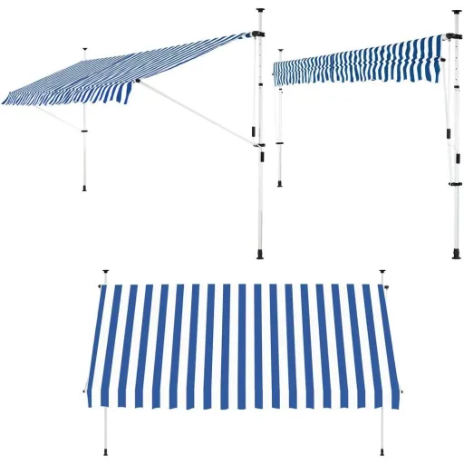 Klemmmarkise blau/weiß 350cm