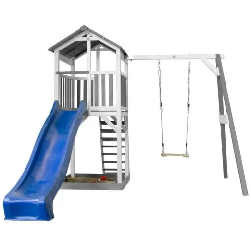Strand Tower mit Spielturm Einzelschaukel - Blaue Rutsche