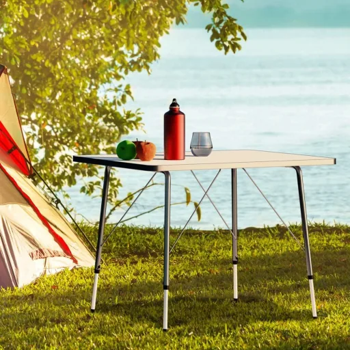 Gartentisch / Campingtisch - klappbar - Aluminium - Grau - 80x60x50/69cm