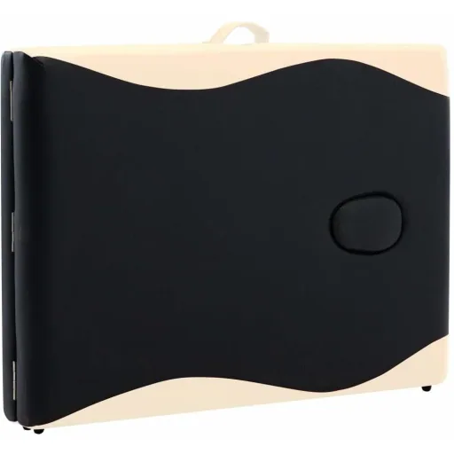 Klappbarer Massagetisch 2 Zonen Aluminium schwarz und beige