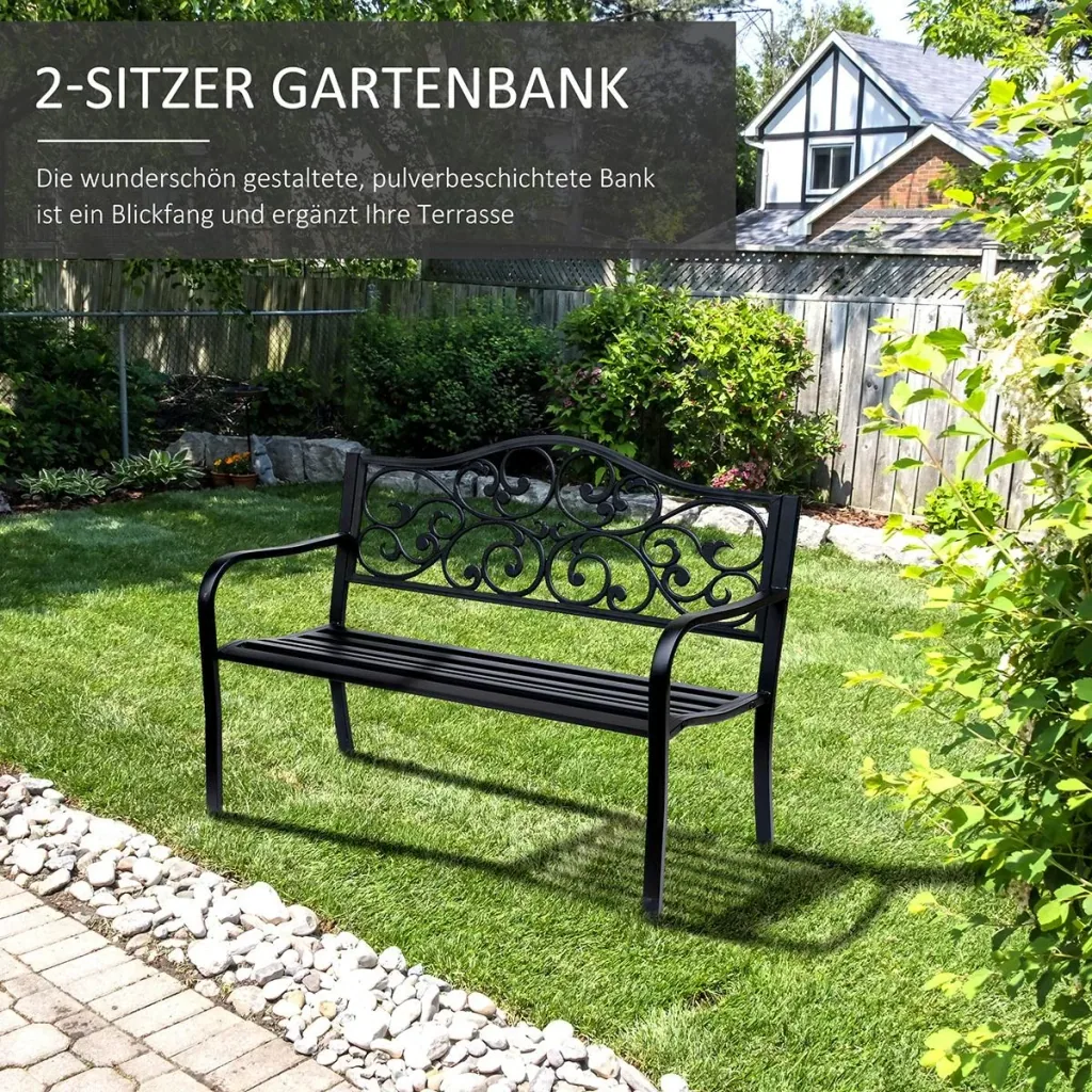 Gartenbank 3-Sitzer Sitzbank Stahl