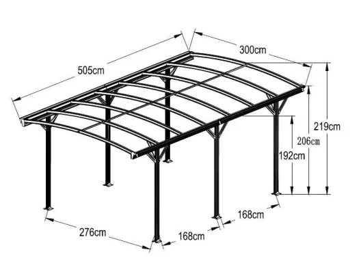 Westmann Aluminium Rundbogen Carport und Überdachung anthrazit, 505x300x220 cm