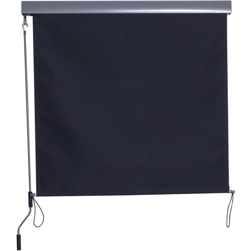 Seitenmarkise Windschutz Sichtschutz mit Handkurbel Polyester + Aluminium Grau 120 x 200 cm