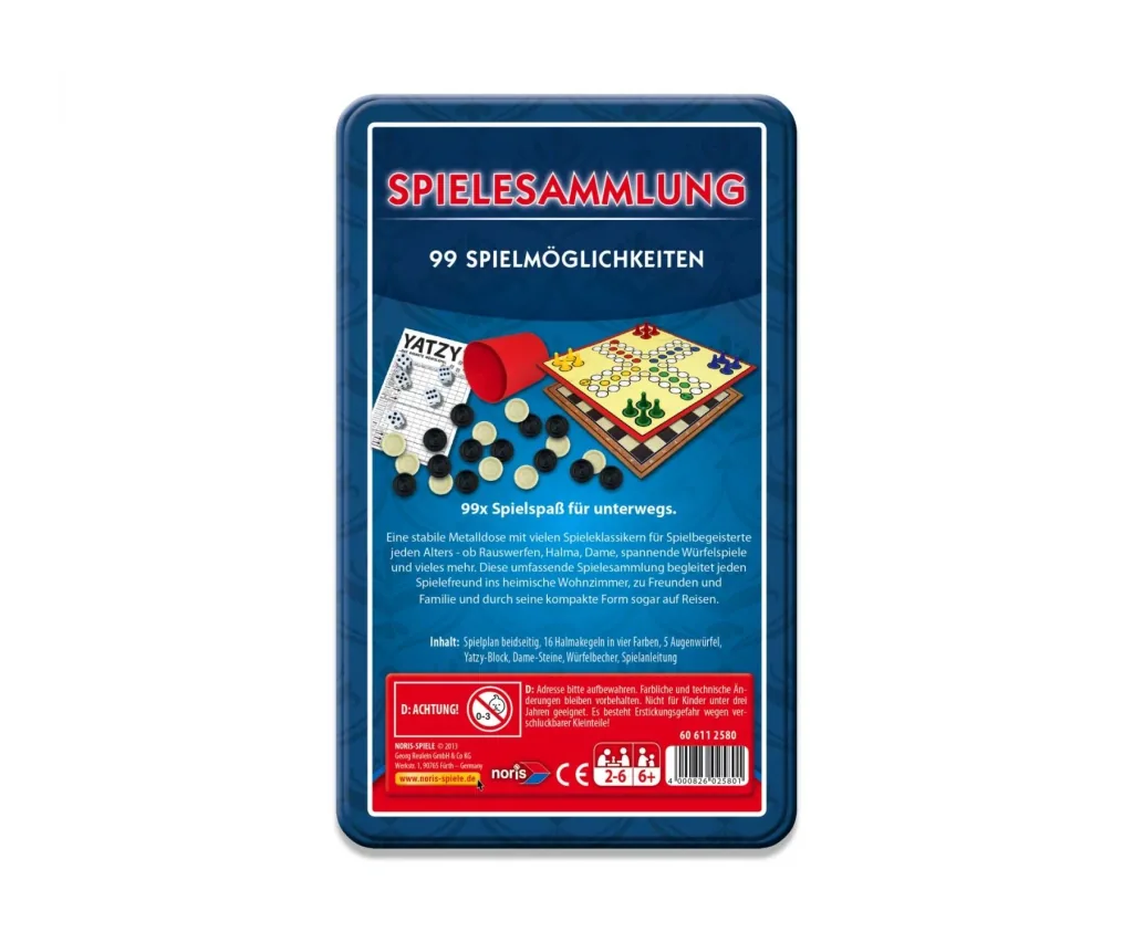 99iger-Spielesammlung in Metallbox