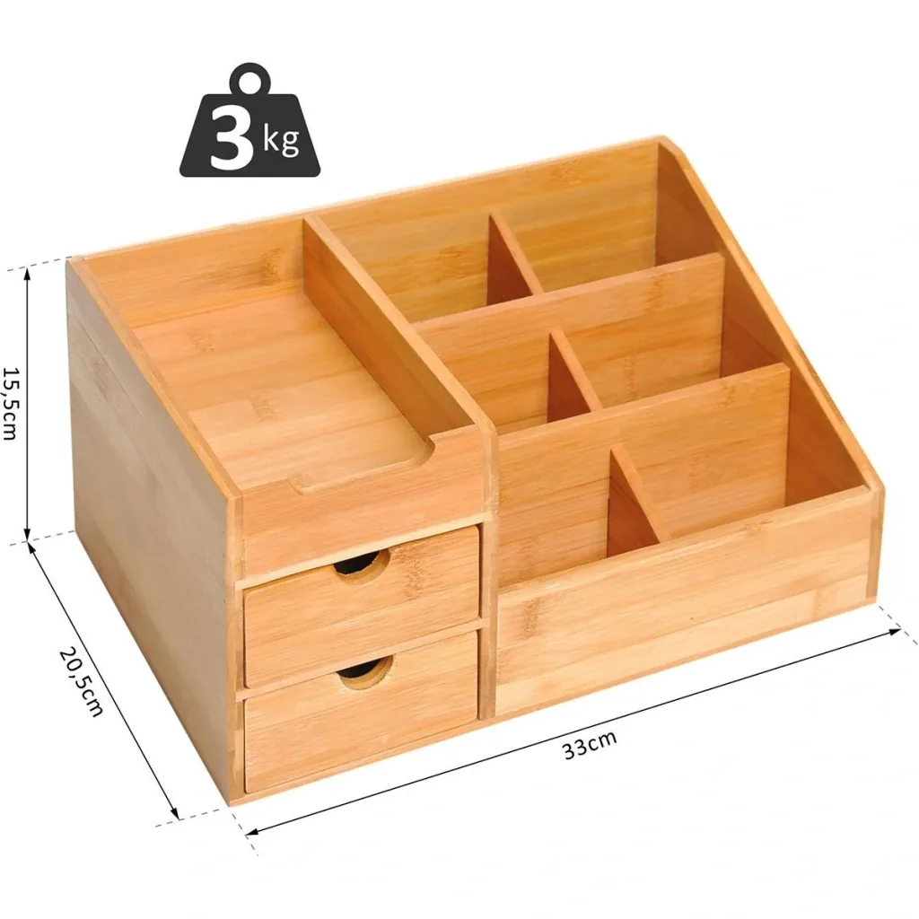 Schreibtischorganizer mit 2 Schubladen natur