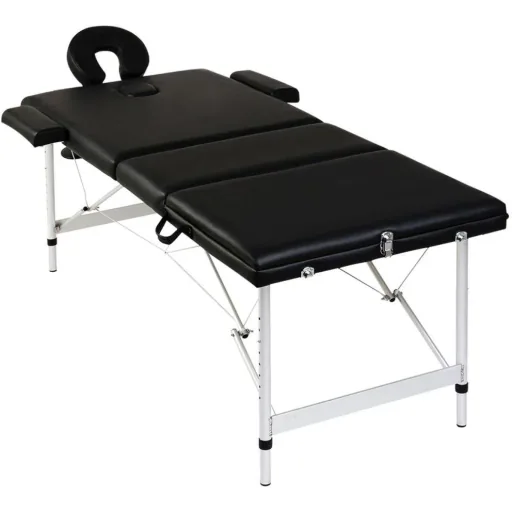 Klappbare Massageliege 3 Zonen mit Aluminiumrahmen (schwarz)