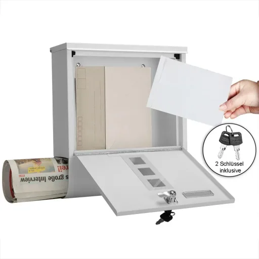 Briefkasten mit Zeitungshalter weiß 30,5x8,5x33,5cm