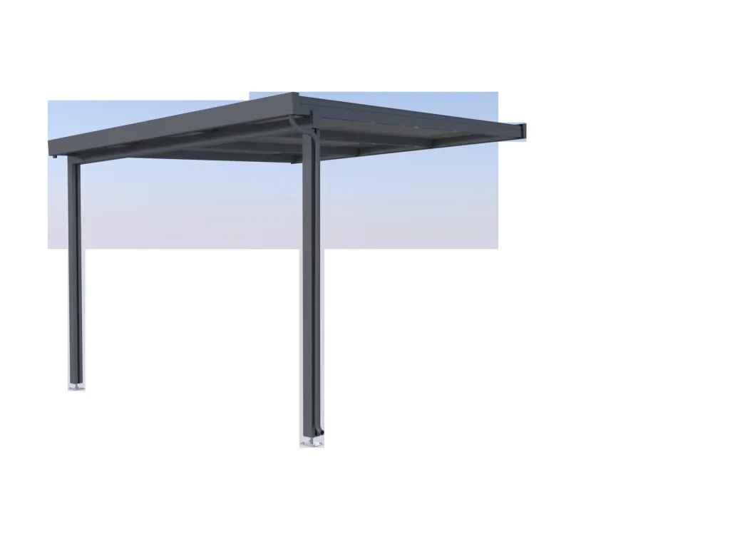Terrassendach Premium, anthrazit, 3094 x 3060 mm - Polycarbonat Stegplatten 16 mm, klar