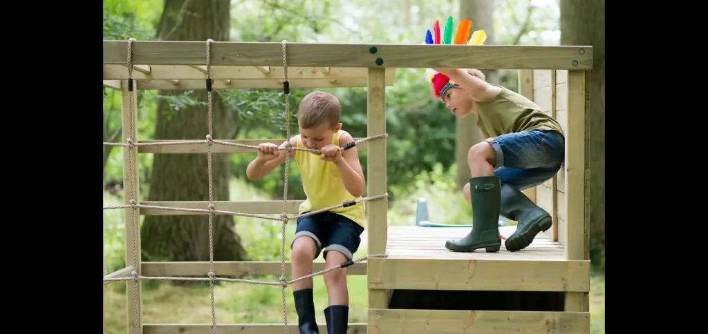 Holz Kletterwürfel, Outdoor-Kletterwürfel, Kinder, Kletterwand, Kletternetz, Monkey Bar, Trapezstange, Rutsche