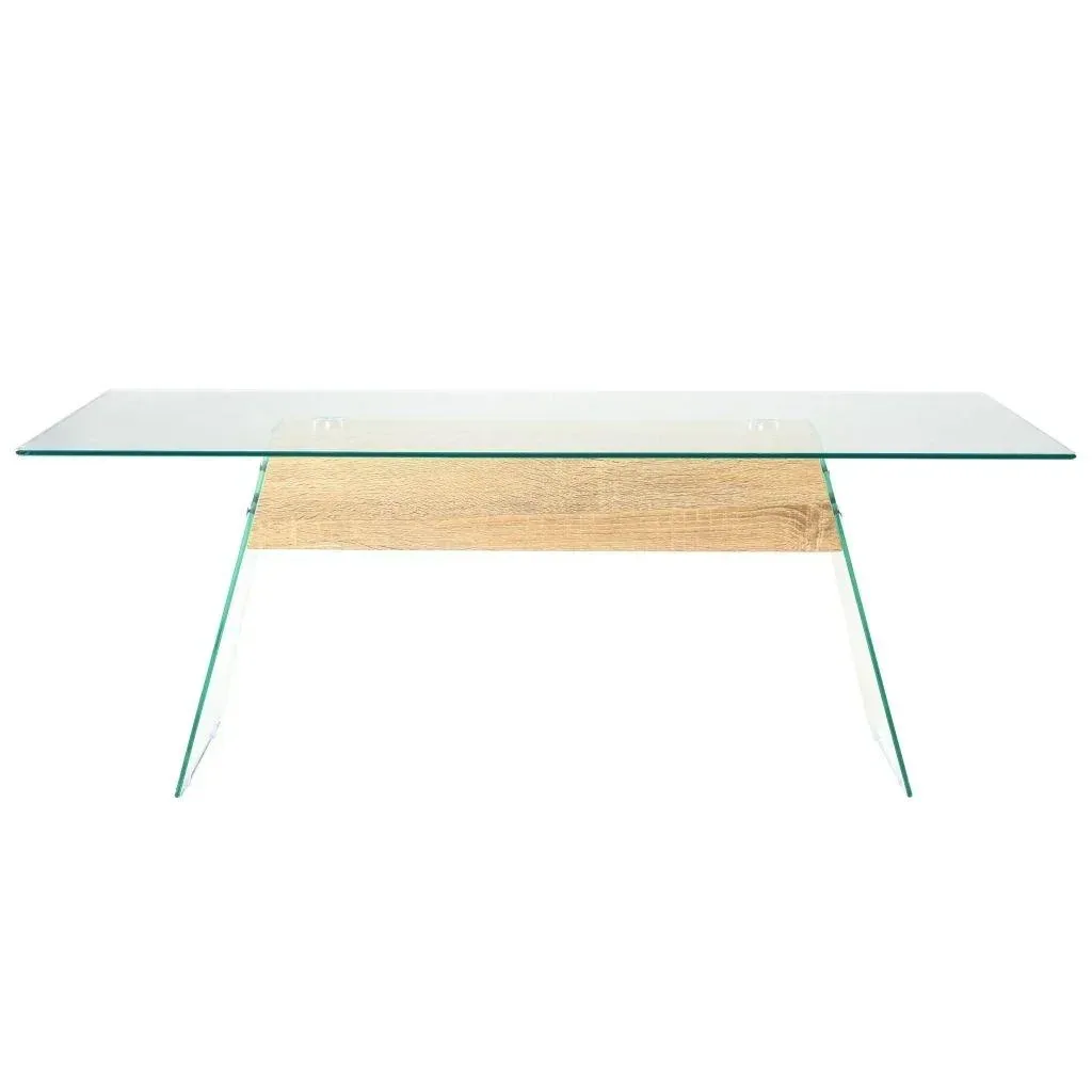 Couchtisch 110x55x40 cm MDF und Glas Farbe Eiche