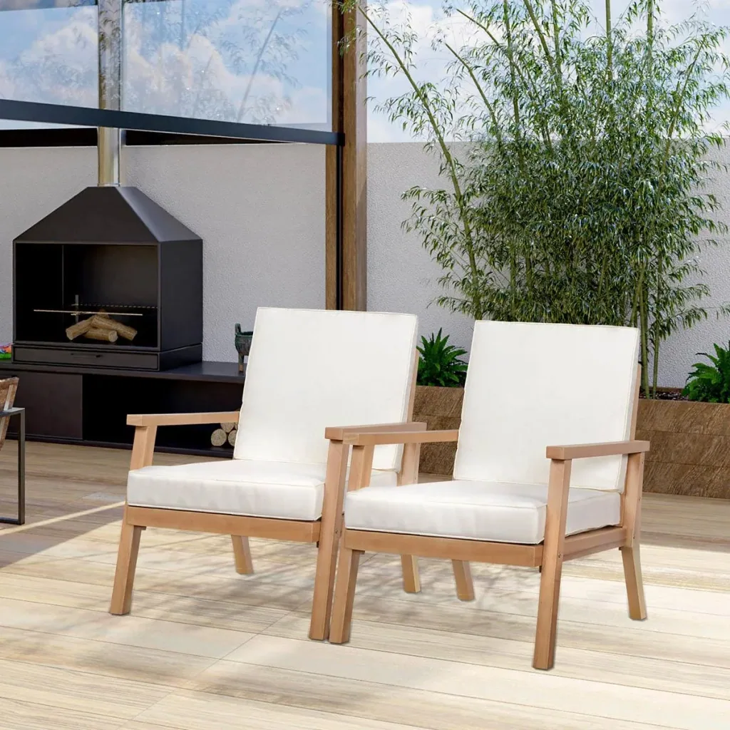 Gartenstuhl Set 2 Stück braun/beige 66 x 77,5 x 74,5 cm