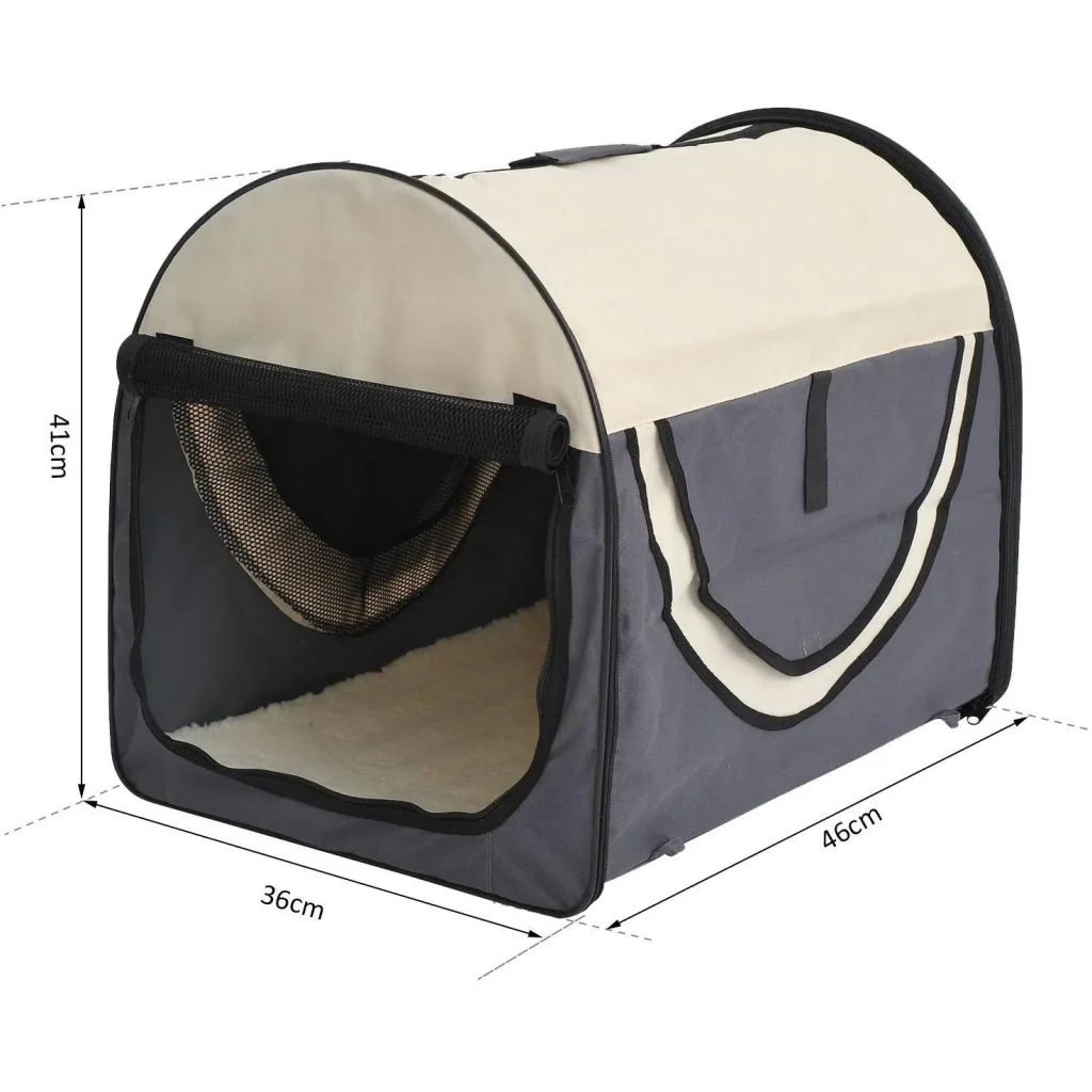 Hundetransportbox faltbar Größe S - 46x36x41 cm dunkelgrau-creme