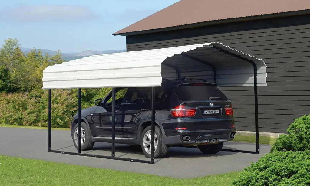 Stahlcarport und Autogarage Venedig grau/schwarz, 465x305x250 cm