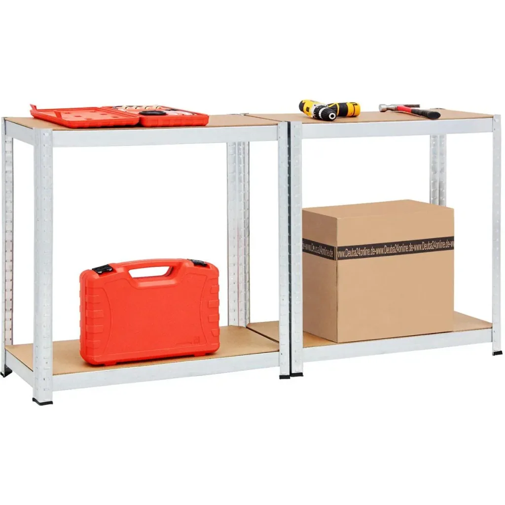 2 Stück Metallregal mit 4 Fachböden - 700kg Kapazität - (HxBxT) 160x90x40 cm - 175kg pro Fachboden
