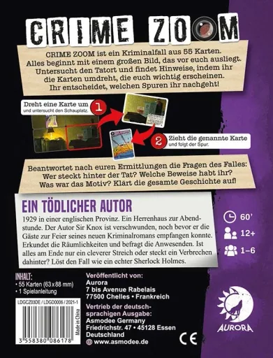Crime Zoom - Ein tödlicher Autor - Krimispiel im Taschenformat