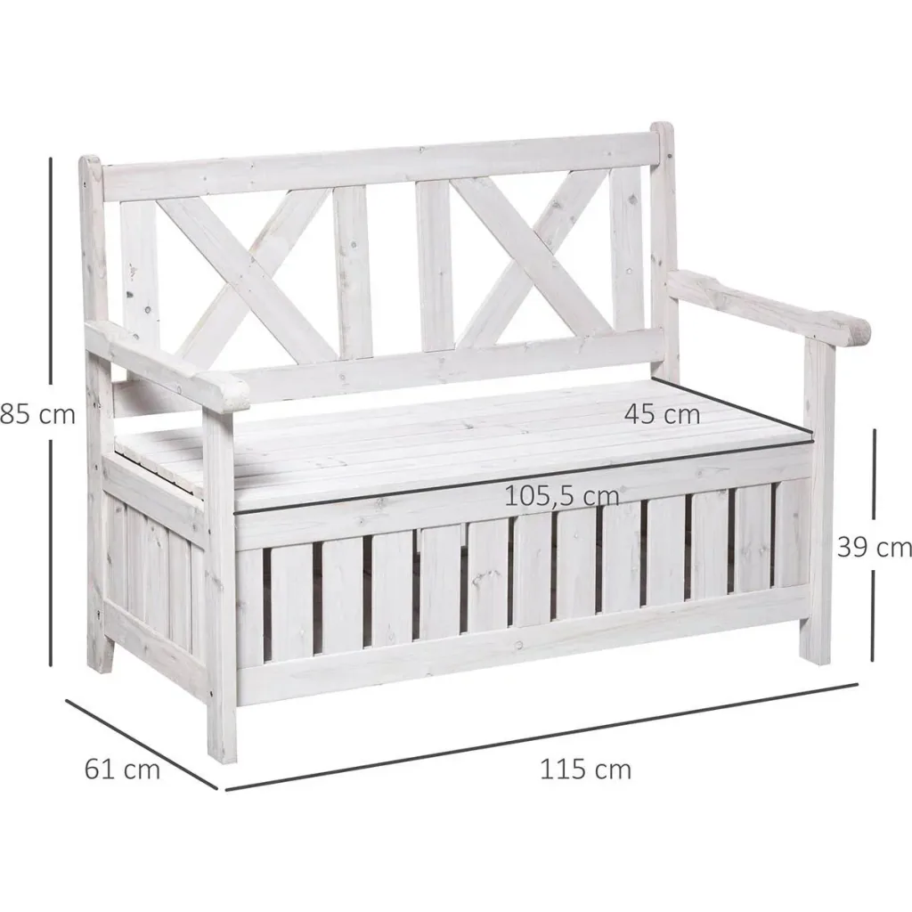 Bank mit Stauraum 2-Sitzer Gartentruhe Kissen Stauraumtruhe weiß 115 x 61 x 85 cm