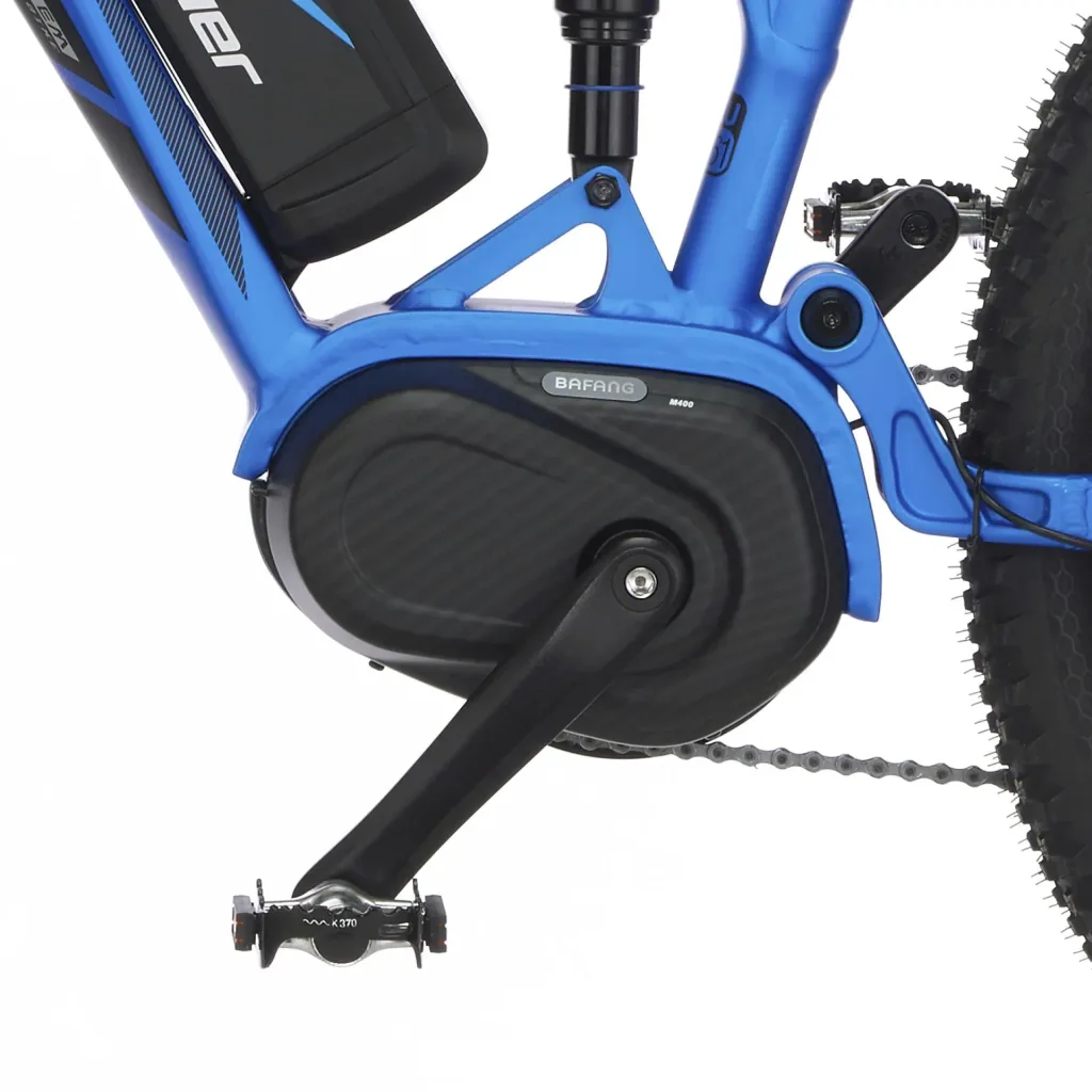 Unisex E-Bike MTB, 27,5 Zoll, Rahmengröße 48cm, 10-Gang Kettenschaltung, blau matt, MONTIS EM 1862