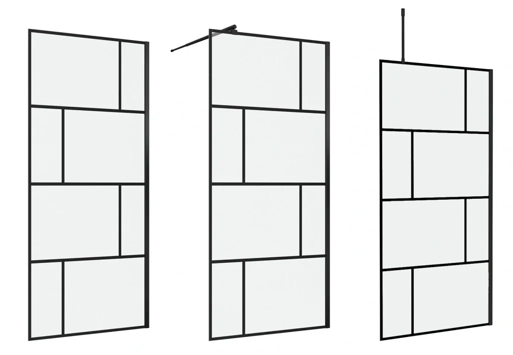 Duschwand in modernem Design 90 x 195 cm - Glasdusche mit matt schwarzen Wandprofil