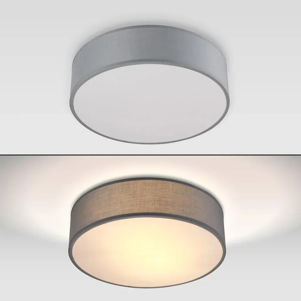 Deckenleuchte - Grau - Stoff - Ø38cm