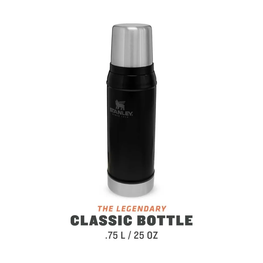 Classic Vakuum-Flasche 0,75 l, matt schwarz, doppelwandige Vakuumisolierung, Trinkbecher