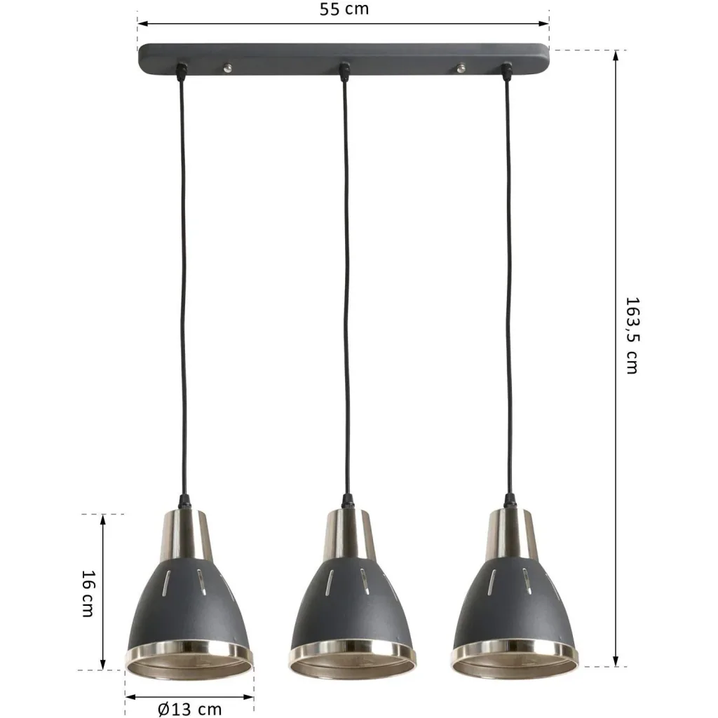 3er Hängeleuchte Deckenstrahler Industrie Vintage E27 40W Küche Bar Metall schwarz ?13 x H16 cm (ohne Birne)