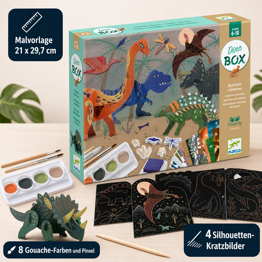 Djeco Bastelset, Kreativitätsset, Multi Activity Kit - Dinosaurier