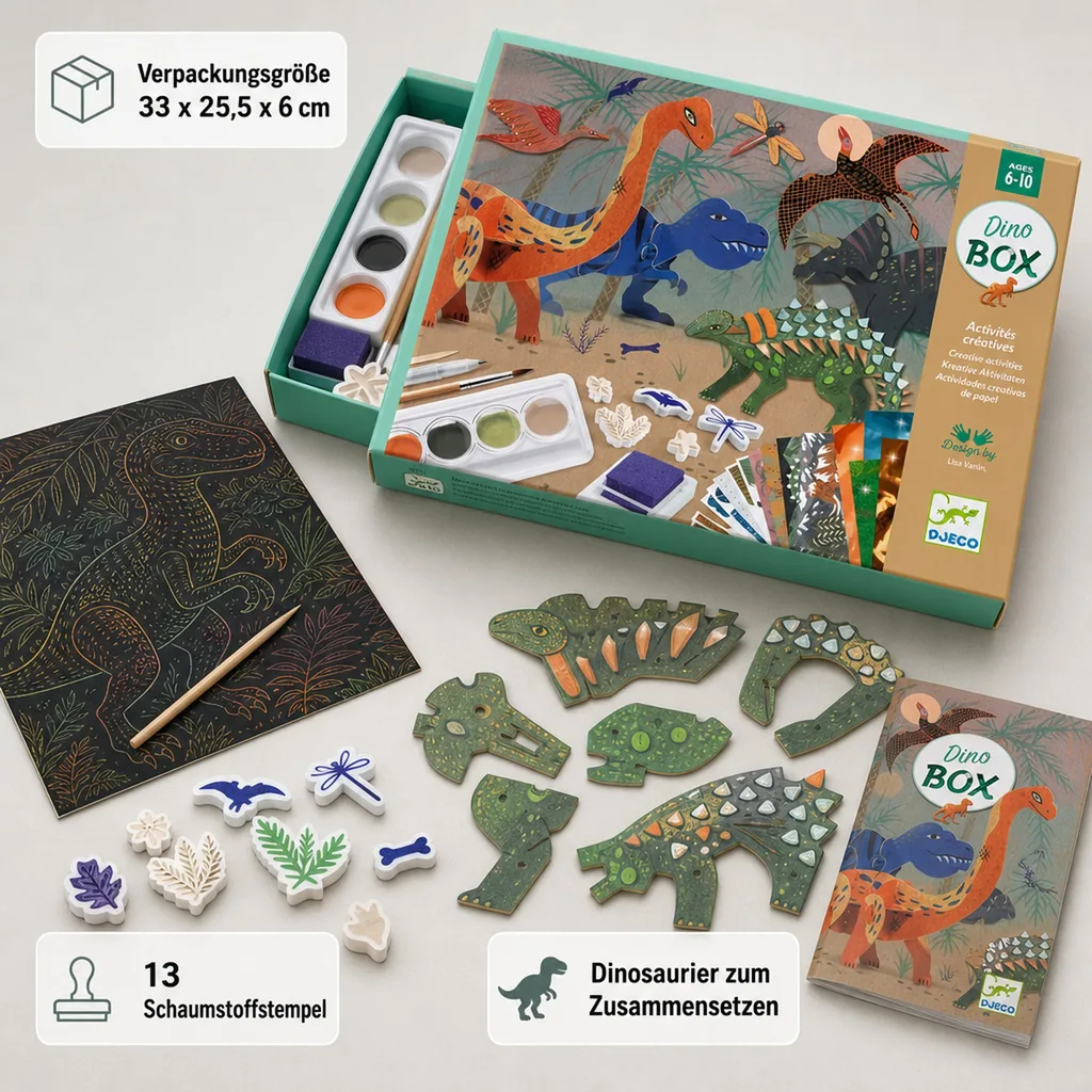Djeco Bastelset, Kreativitätsset, Multi Activity Kit - Dinosaurier