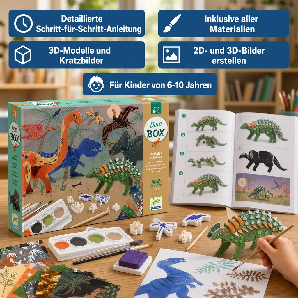 Djeco Bastelset, Kreativitätsset, Multi Activity Kit - Dinosaurier