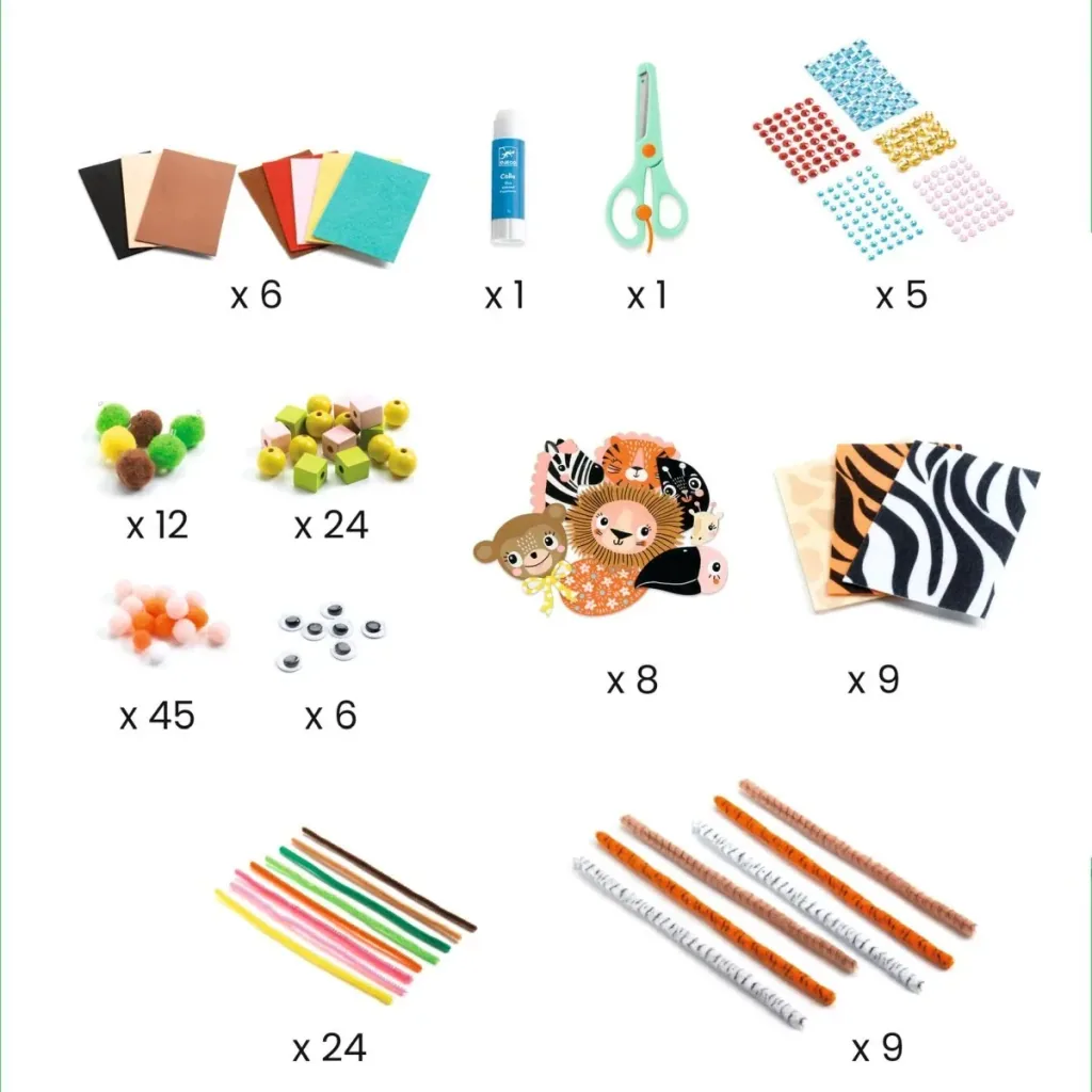 Djeco Bastelset, Kreativitätsset, Kreativbox - Dschungeltiere