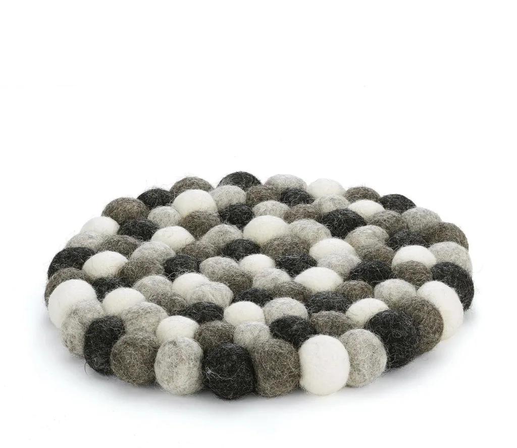 Filz Untersetzer LANA GRIGIO rund Ø 21 x 3 cm in Weiß-Grau aus Filz