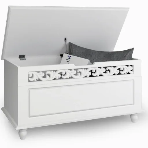 Holzlagerbox mit Scharnierdeckel - 80 x 40 x 48cm - max. 100 kg