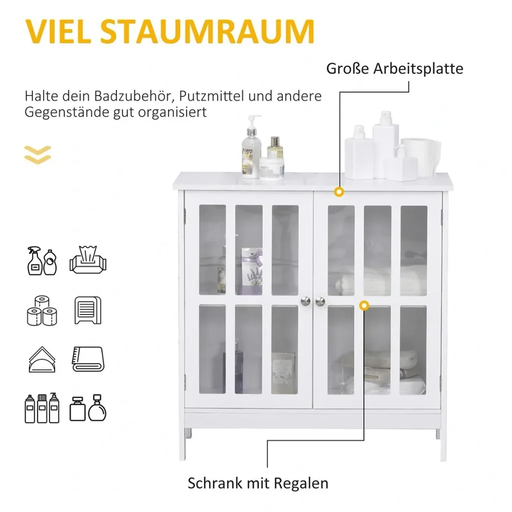 Küchenschrank Vitrine mit 2 Türen Badezimmerschrank MDF Acryl