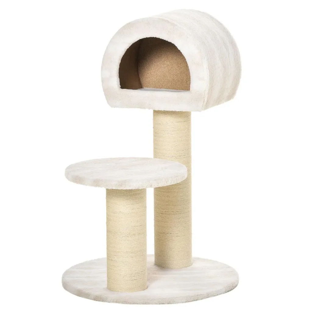 Katzenkratzbaum Katzenspielzeug Kletterbaum Sisal Polster Liegefläche mit Ball Spanplatte samtartiges Polyester Sisal Be