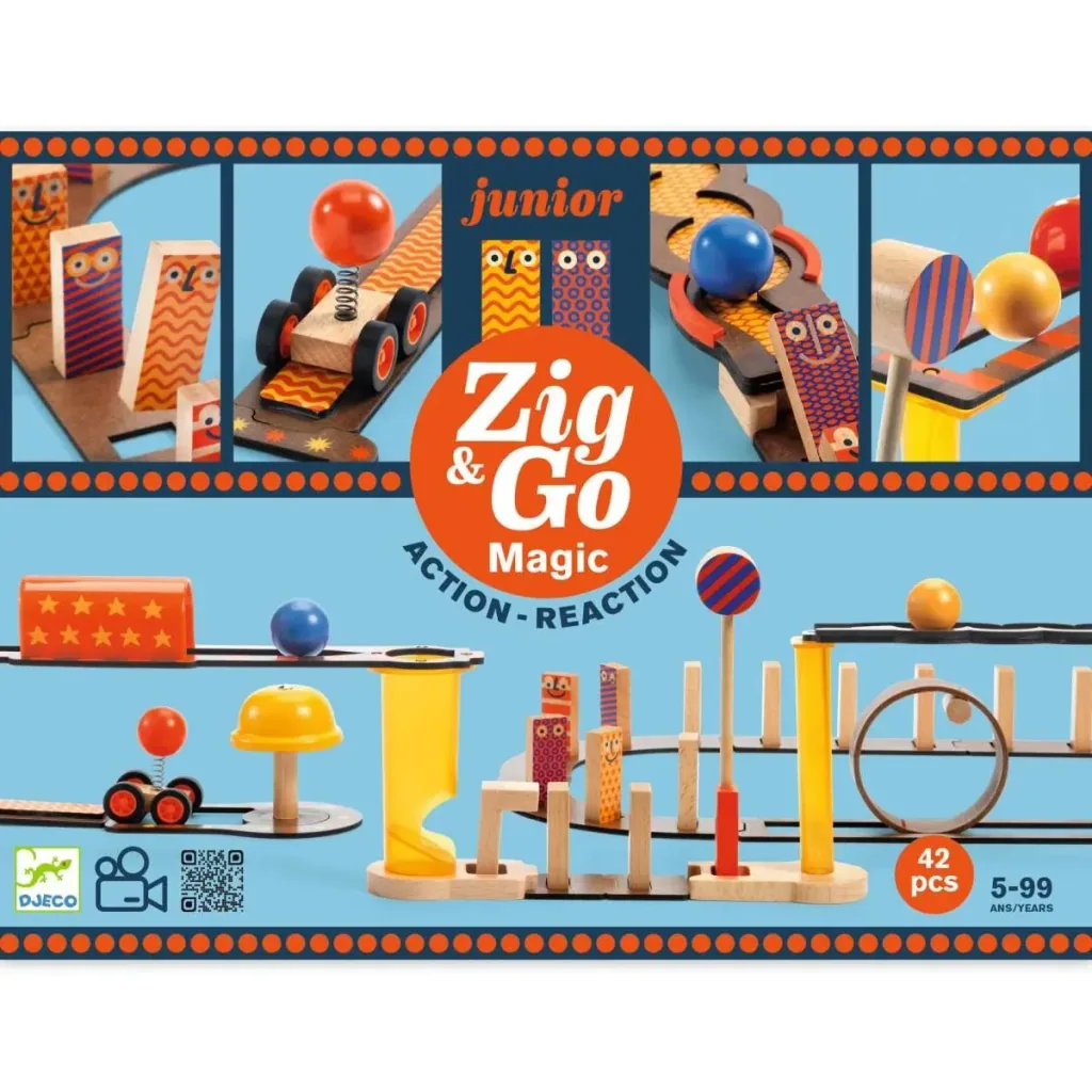 Djeco Konstruktionsspiel, Baukasten, Denkspiel - Zig & Go Junior - Magic, 42 Teile