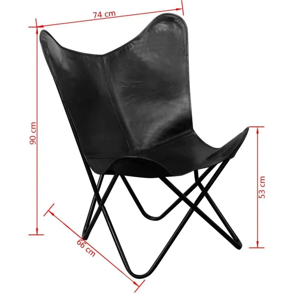 Schmetterlingsstuhl Echtleder schwarz