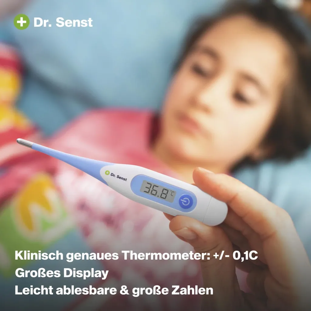 Digitales Fieberthermometer mit flexibler Spitze und Fieber-Alarm
