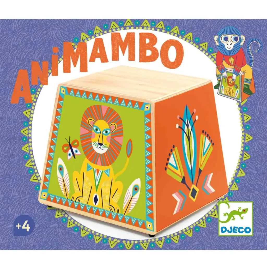 Djeco Spielzeuginstrument, Kindertrommel, Holz-Instrument - Animambo: Cajon