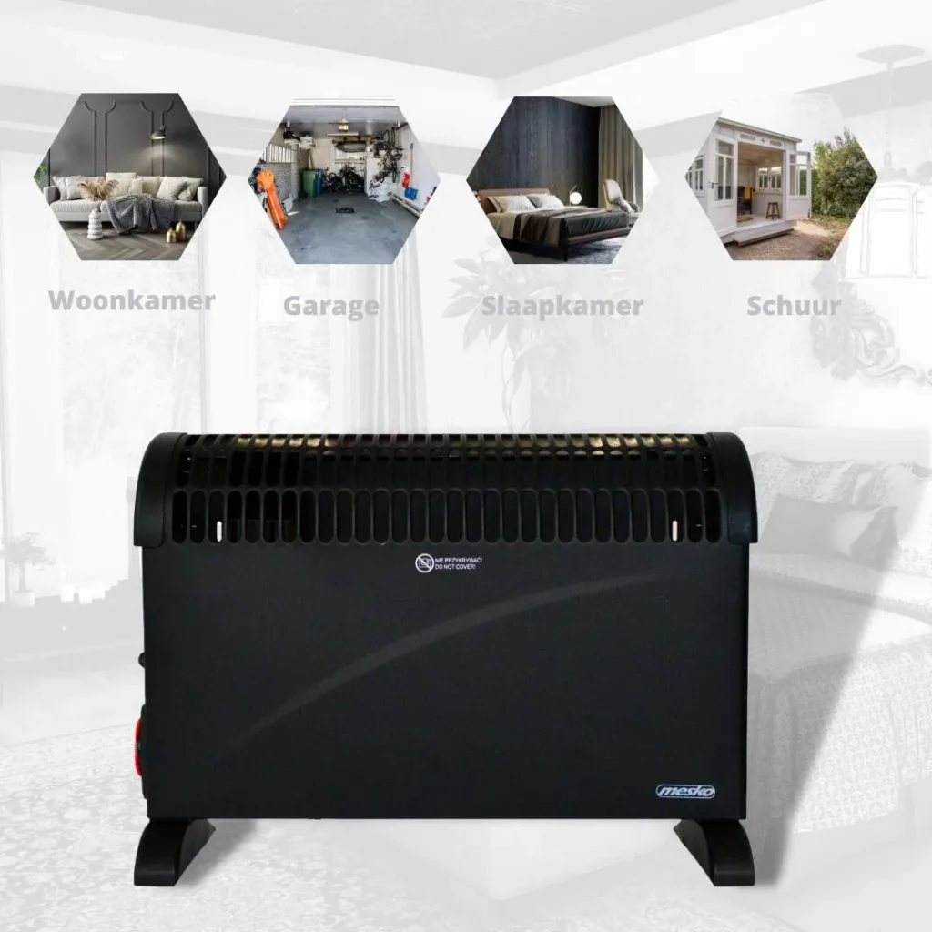 Mesko Elektrokonvektor - 3 Heizstufen - 2000W - bis zu 20m² - Schwarz - einstellbarer Thermostat