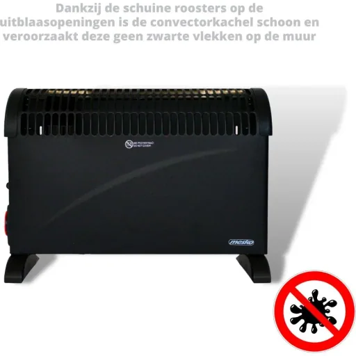 Mesko Elektrokonvektor - 3 Heizstufen - 2000W - bis zu 20m² - Schwarz - einstellbarer Thermostat