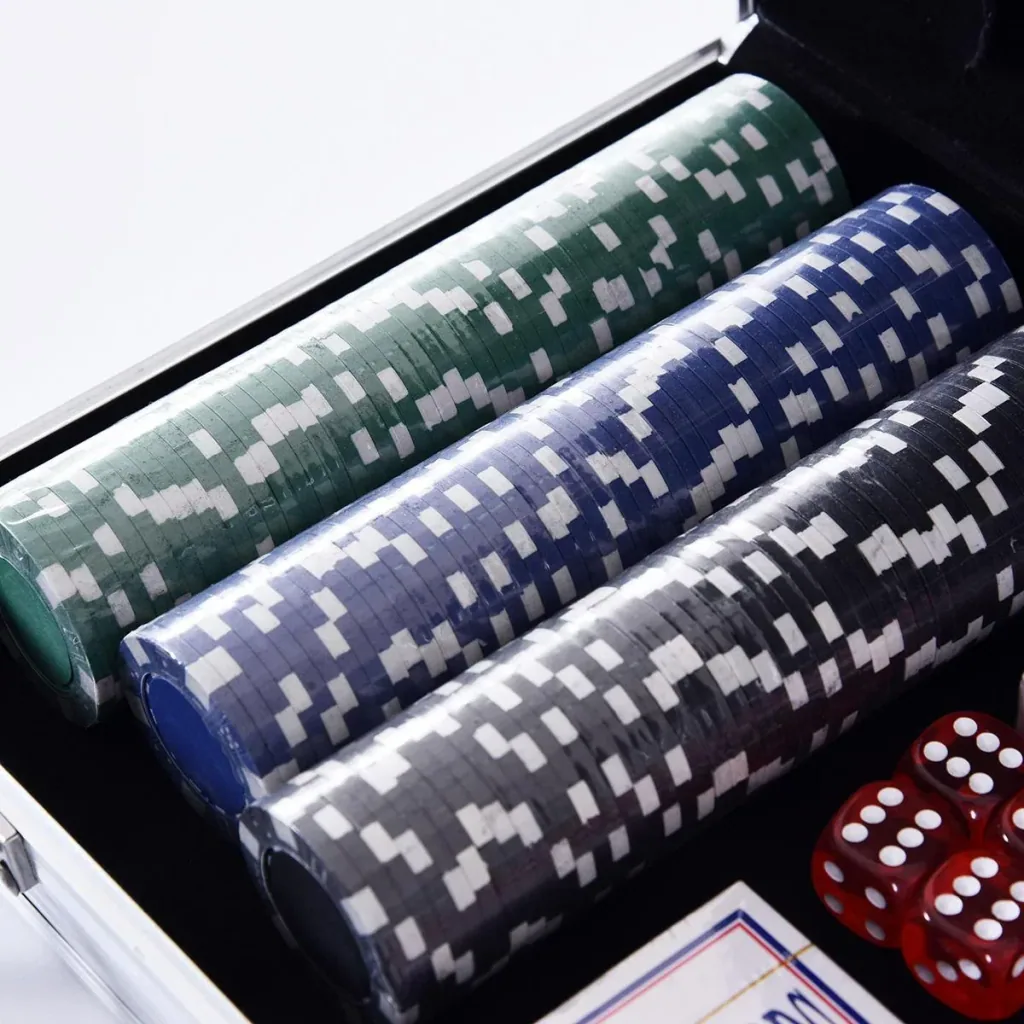 Pokerkoffer mit 300 Chips silber