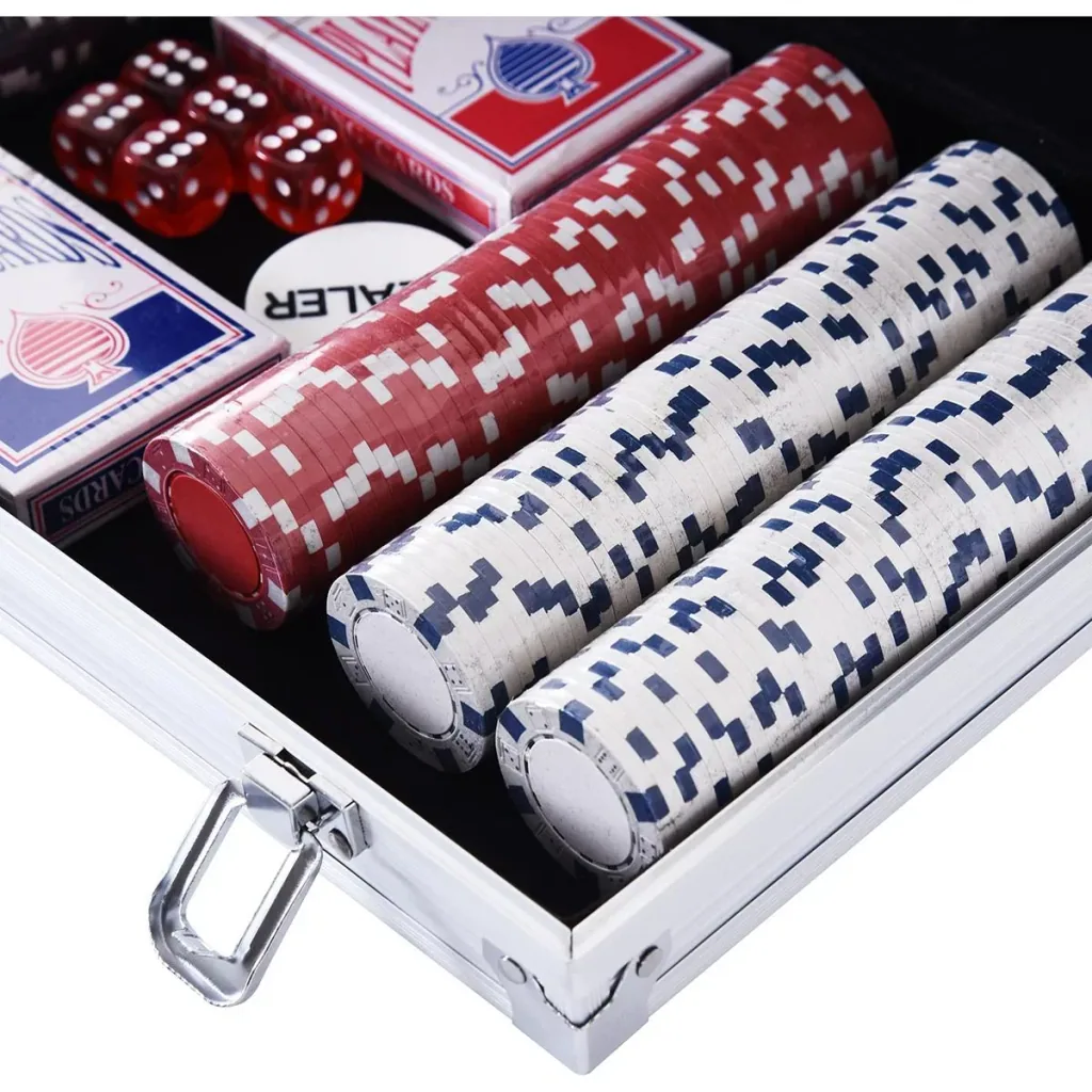 Pokerkoffer mit 300 Chips silber