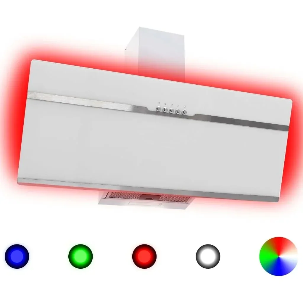 RGB-LED-Wandhaube 90 cm aus Edelstahl und gehärtetem Glas